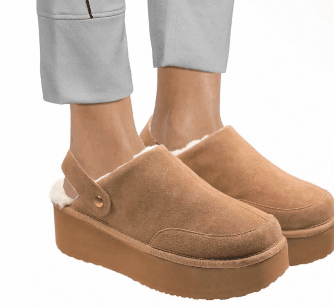 ☁️Joyspun Pantuflas Tipo Zueco Convertibles de Piel Sintética para Mujer