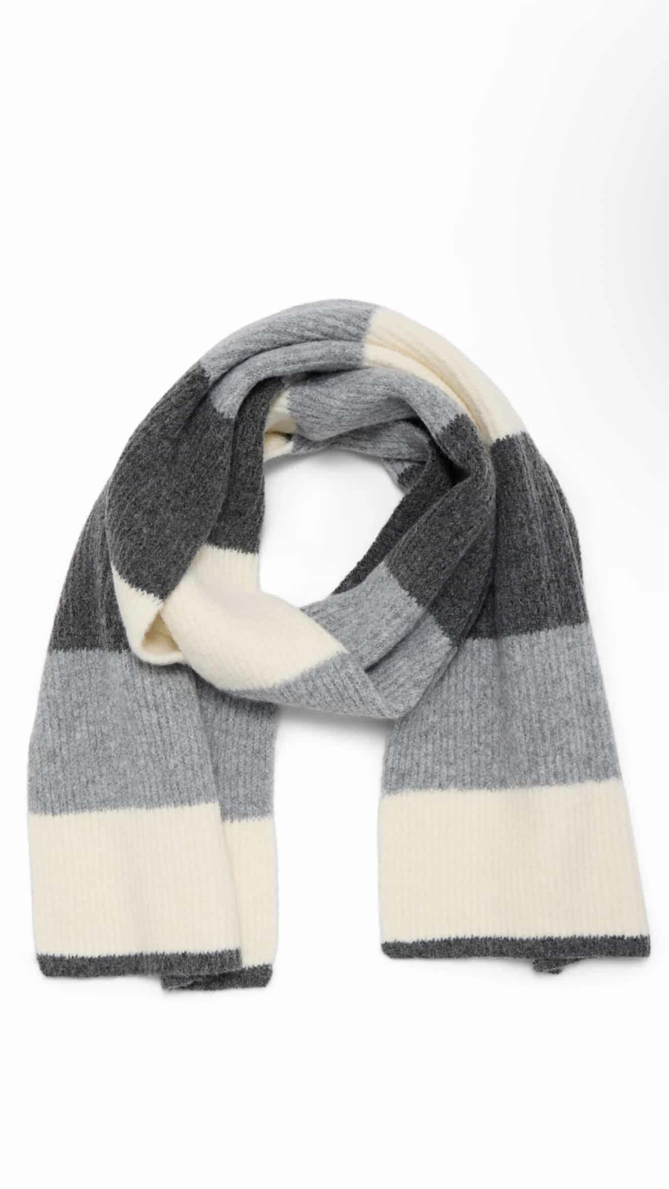🧣 BUFANDA COLOR BLOCK - BLANCO Y GRIS ✨