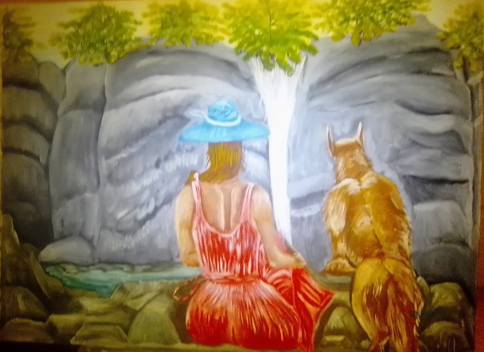 disfrutando de la naturaleza y con su mascota al lado