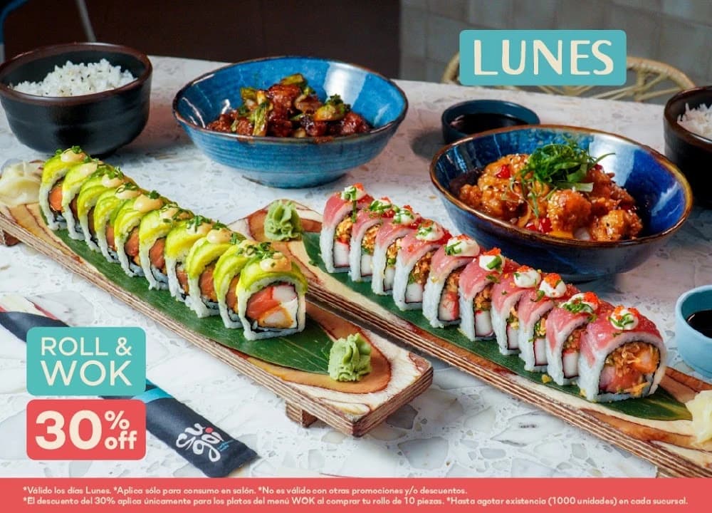 Lunes: Roll & Wok 30% descuento