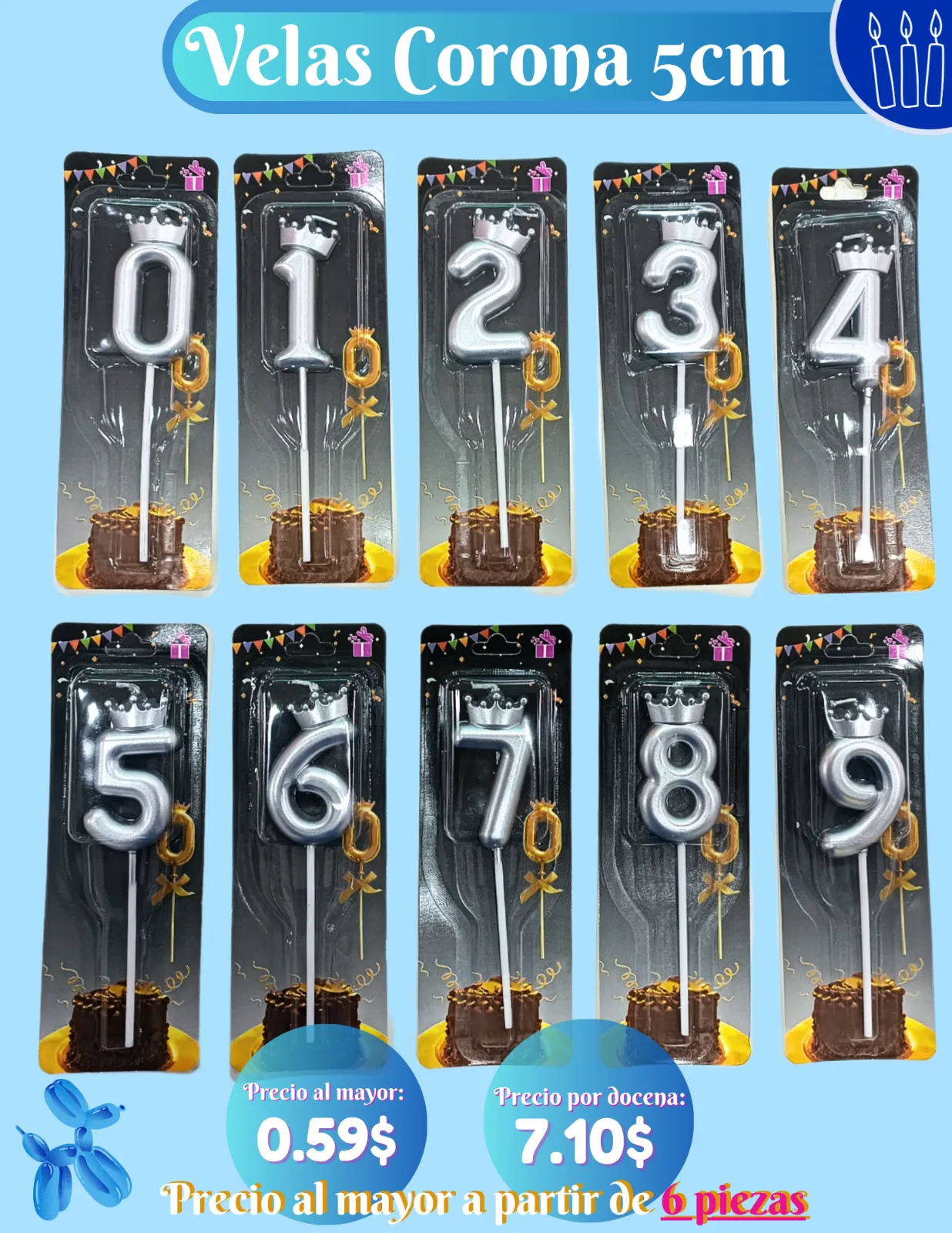 VELAS CORONA 5CM