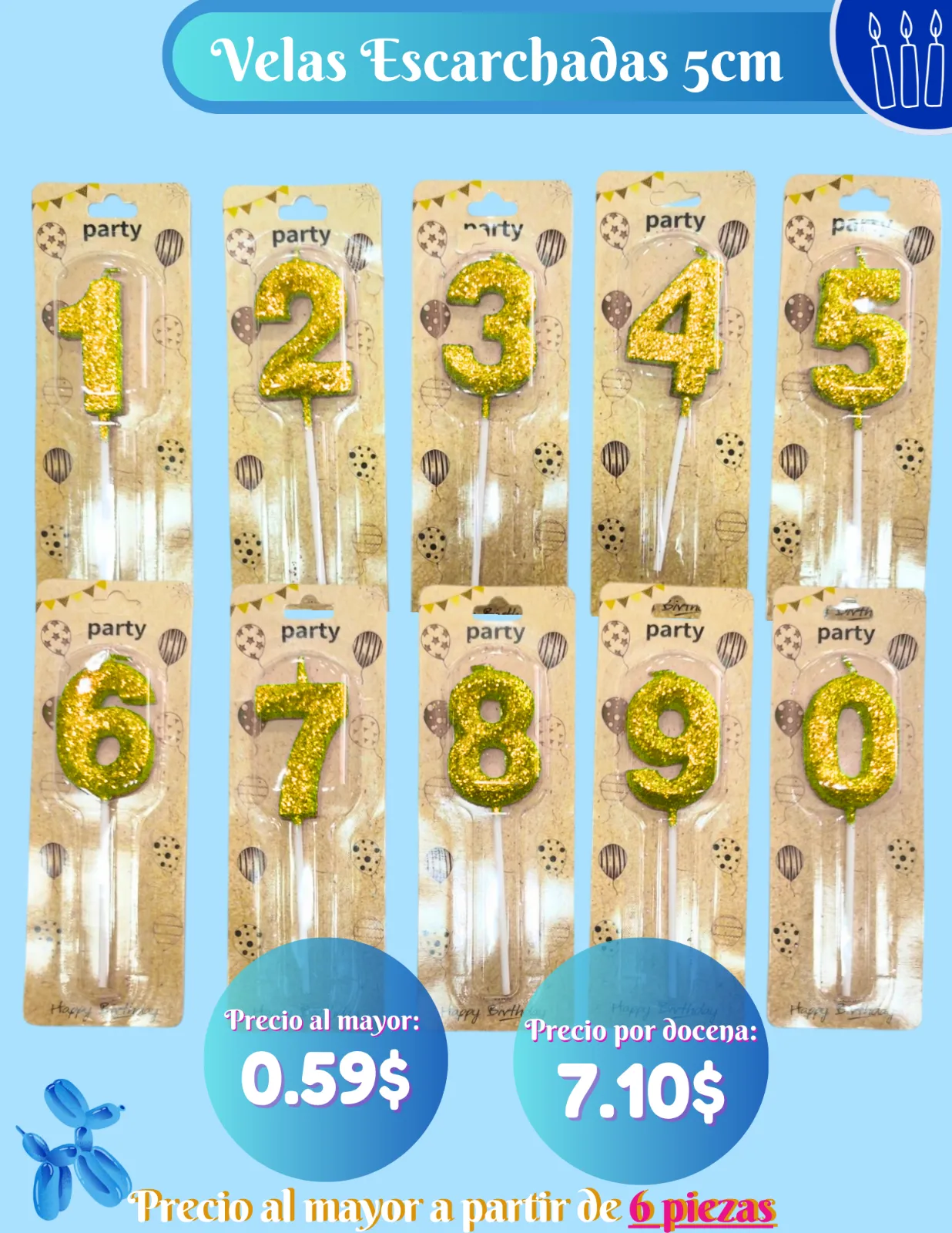 VELAS 5CM ESCARCHADAS