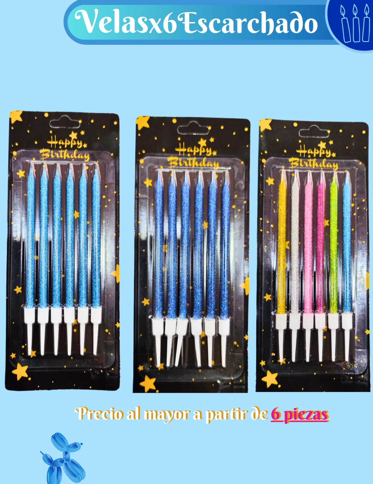 VELAS X6 ESCARCHADAS