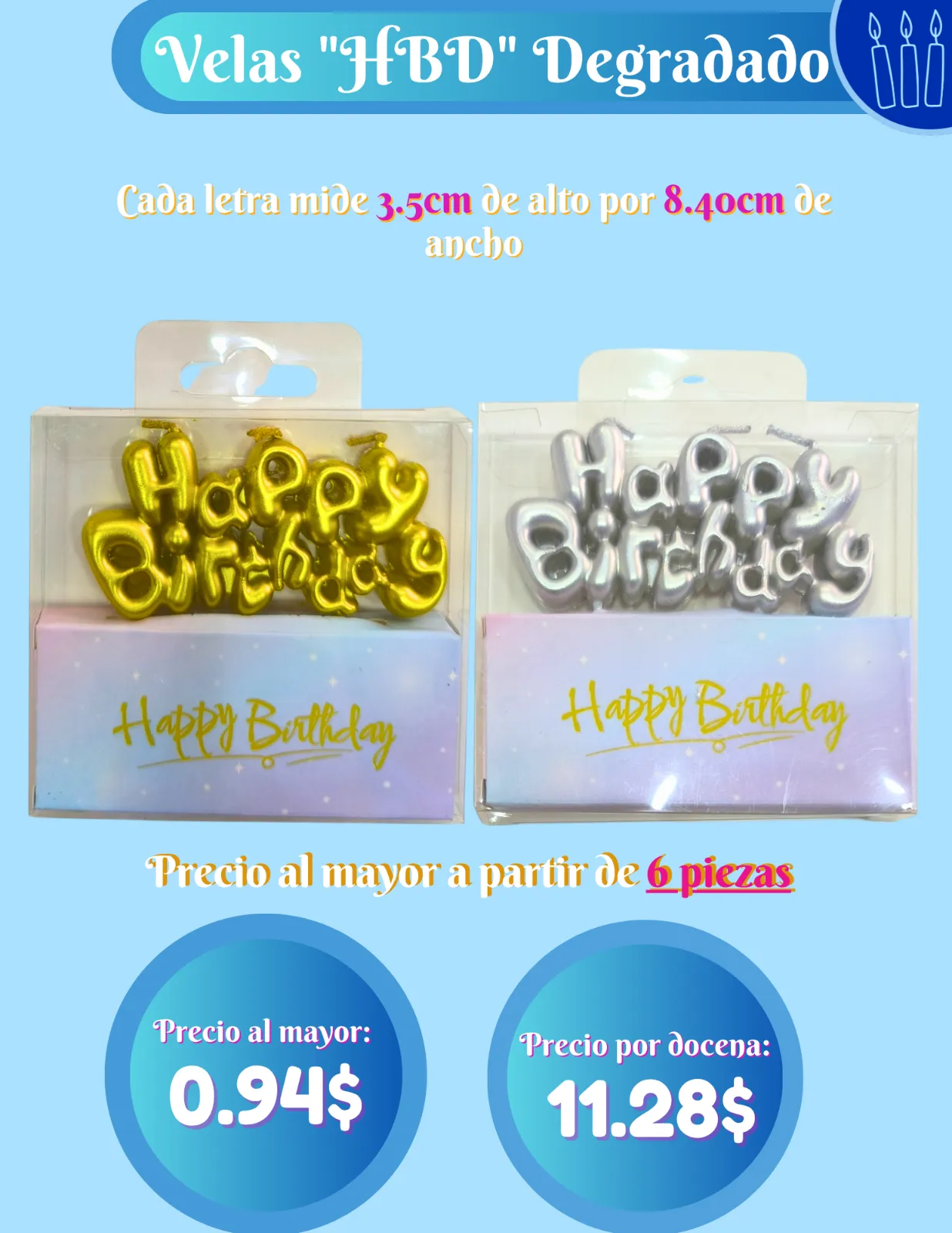 VELAS HBD CURSIVA DEGRADADO