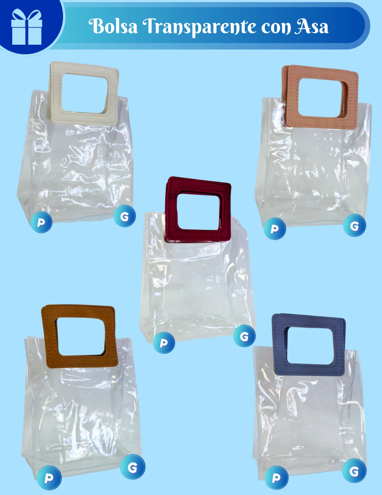 BOLSAS TRANSPARENTES CON ASAS CUADRADAS