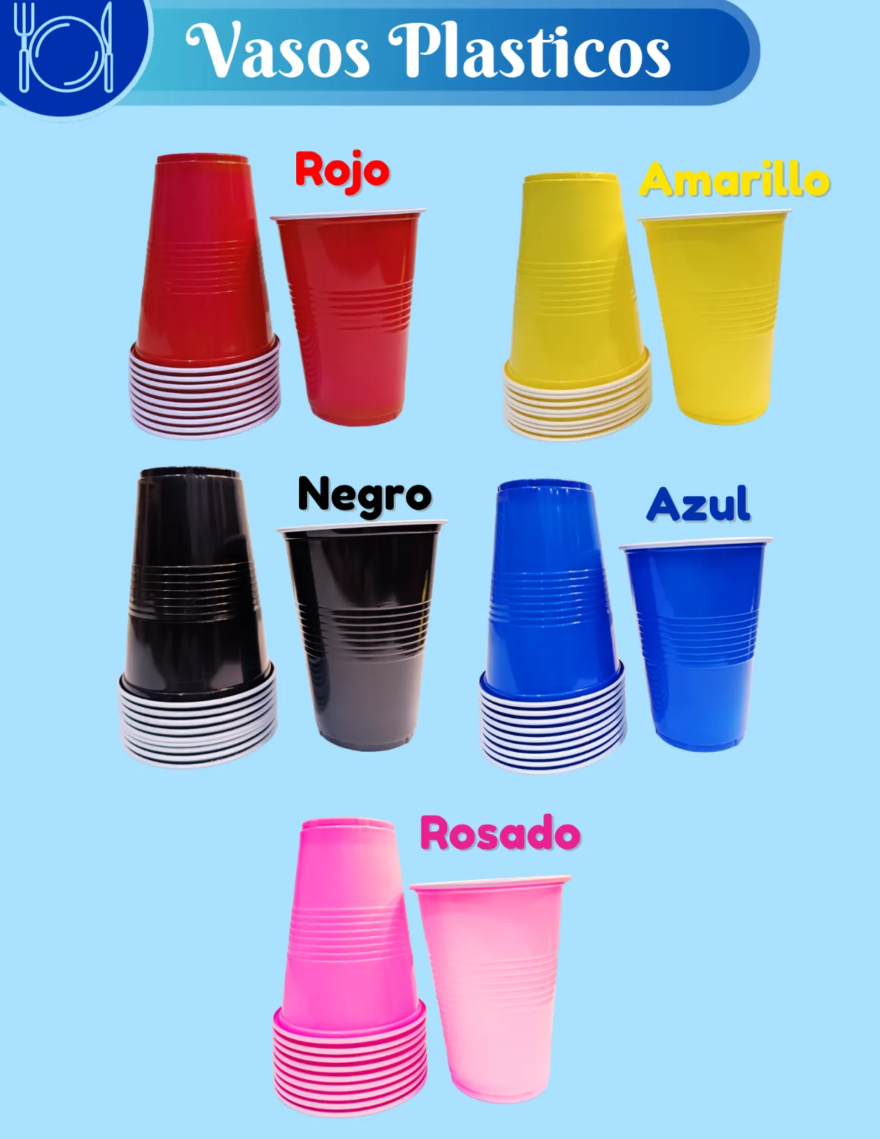 VASO DE COLORES X10 16OZ