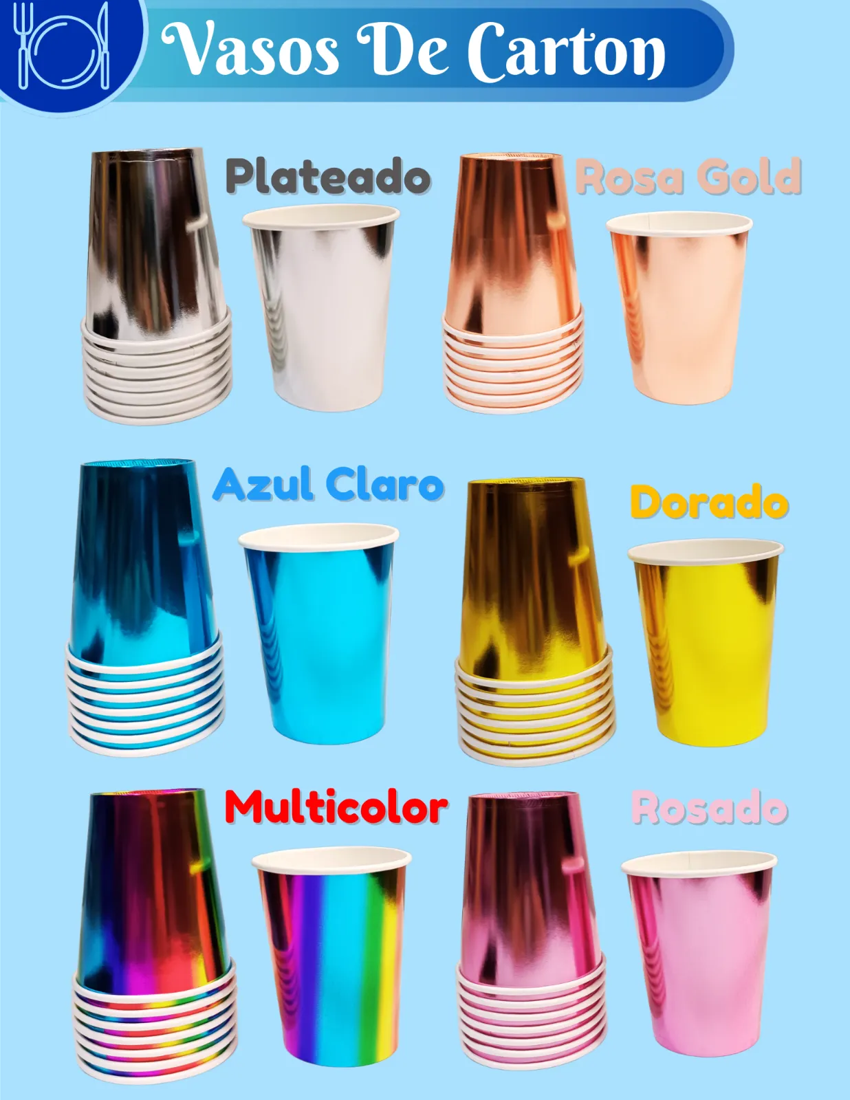 VASO DE COLORES CARTON 9OZ