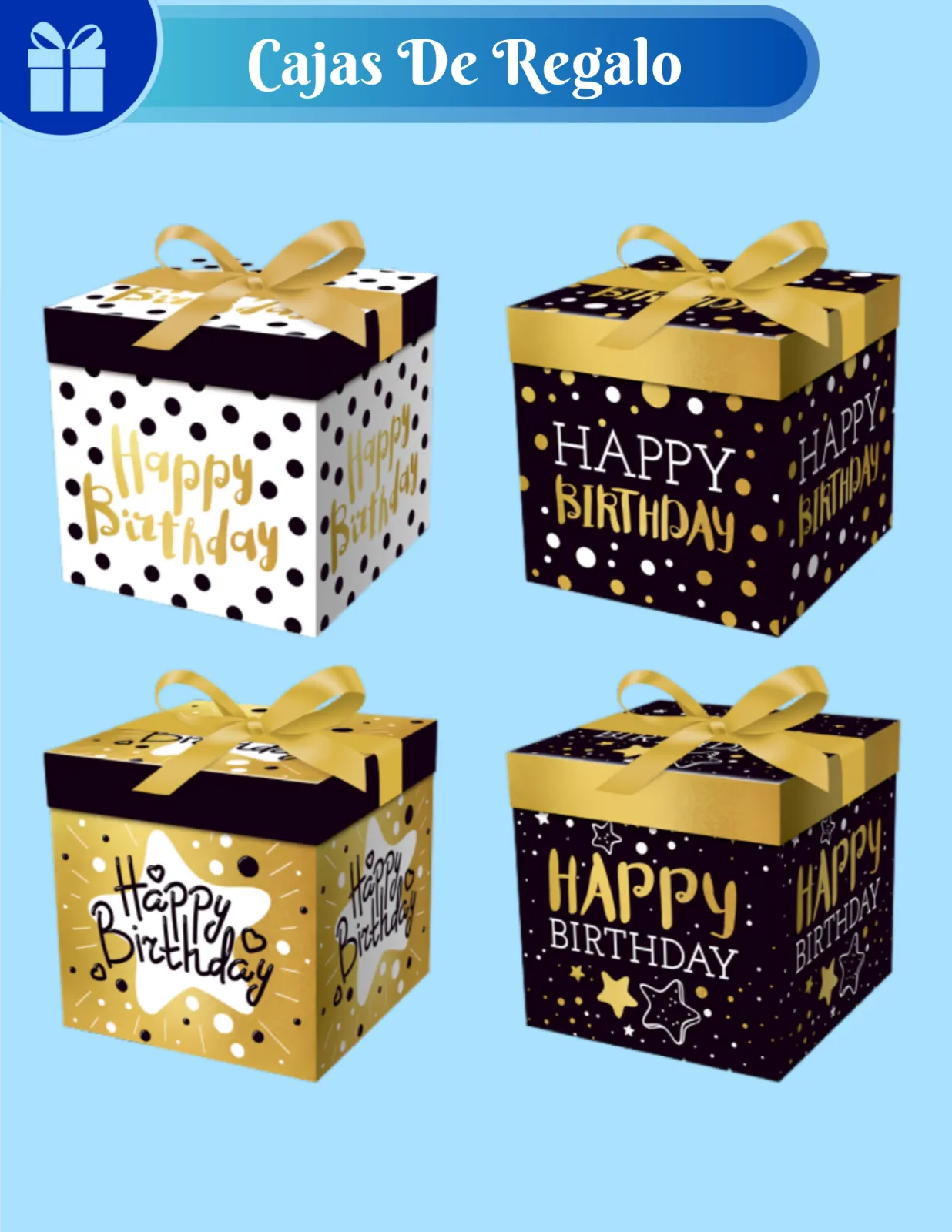 CAJAS DE REGALO ESTAMPADAS FELIZ CUMPLEAÑOS JJCCJ002