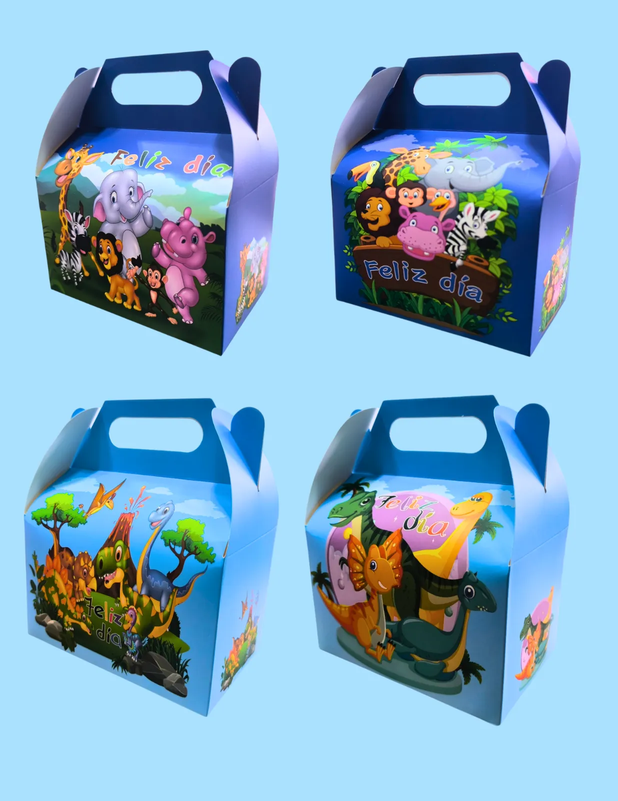 CAJAS DE COTILLON ESTAMPADAS X6 ANIMALES