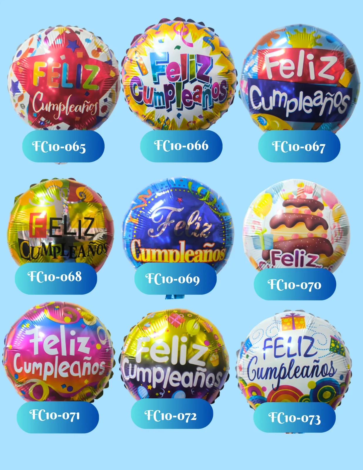 GLOBOS 10" FELIZ CUMPLEAÑOS PT3