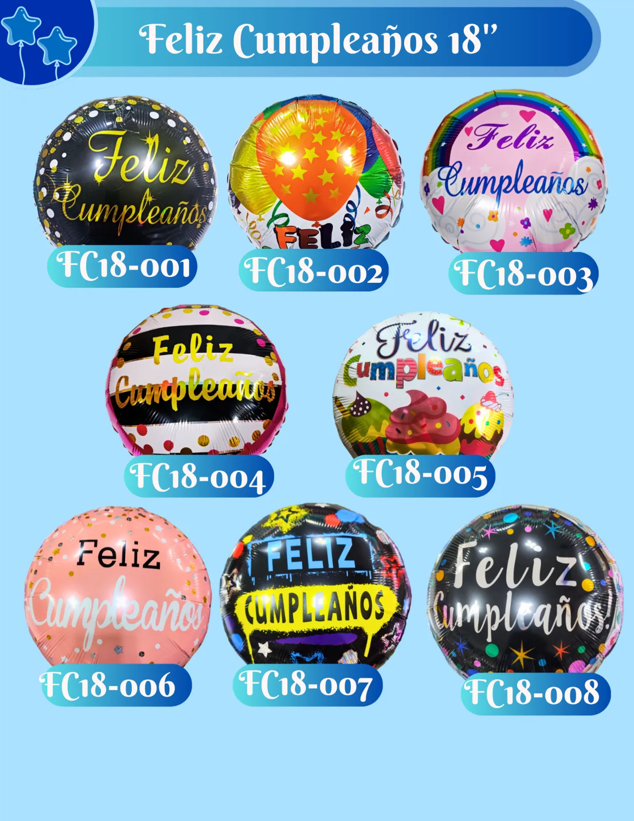 GLOBOS 18" FELIZ CUMPLEAÑOS PT1