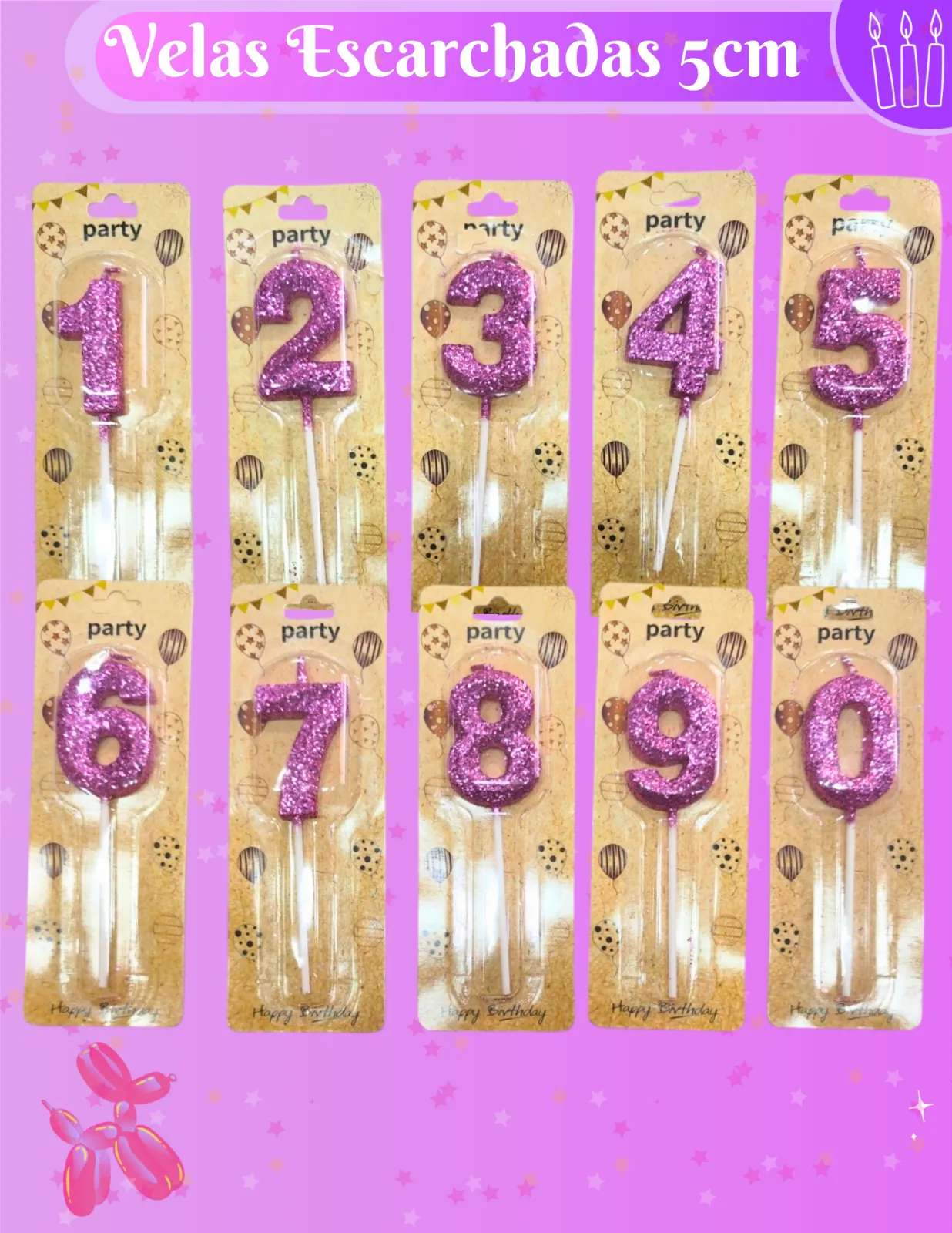 VELAS 5CM ESCARCHADAS