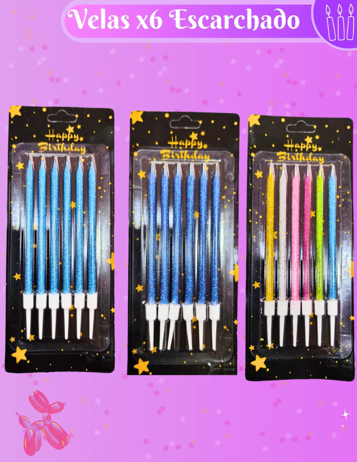 VELAS X6 ESCARCHADAS