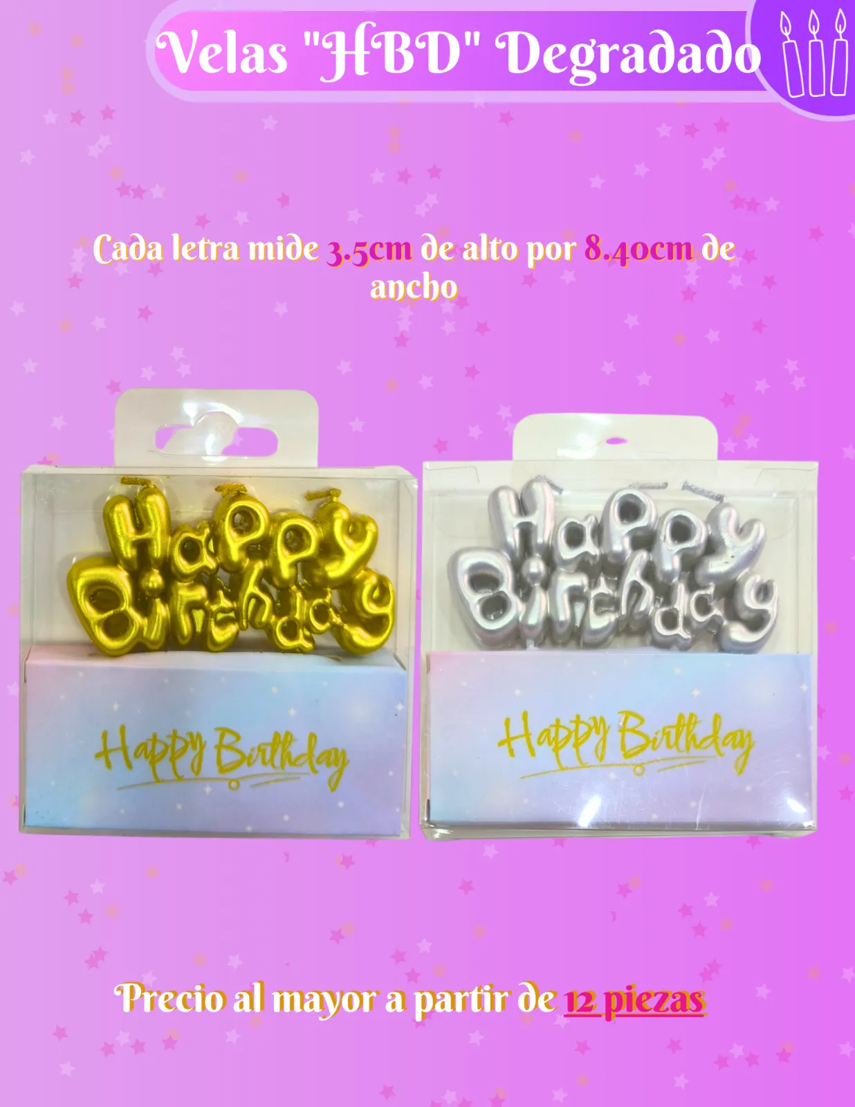 VELAS HBD CURSIVA DEGRADADO