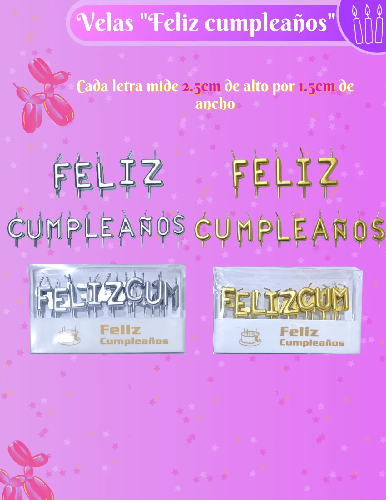 VELAS FELIZ CUMPLEAÑOS SEPARADO