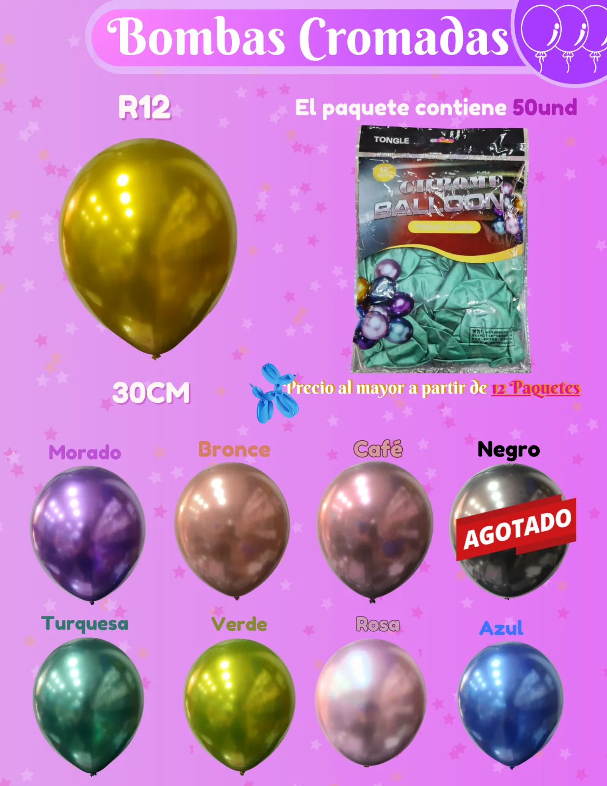 BOMBAS CROMADAS R12 X50