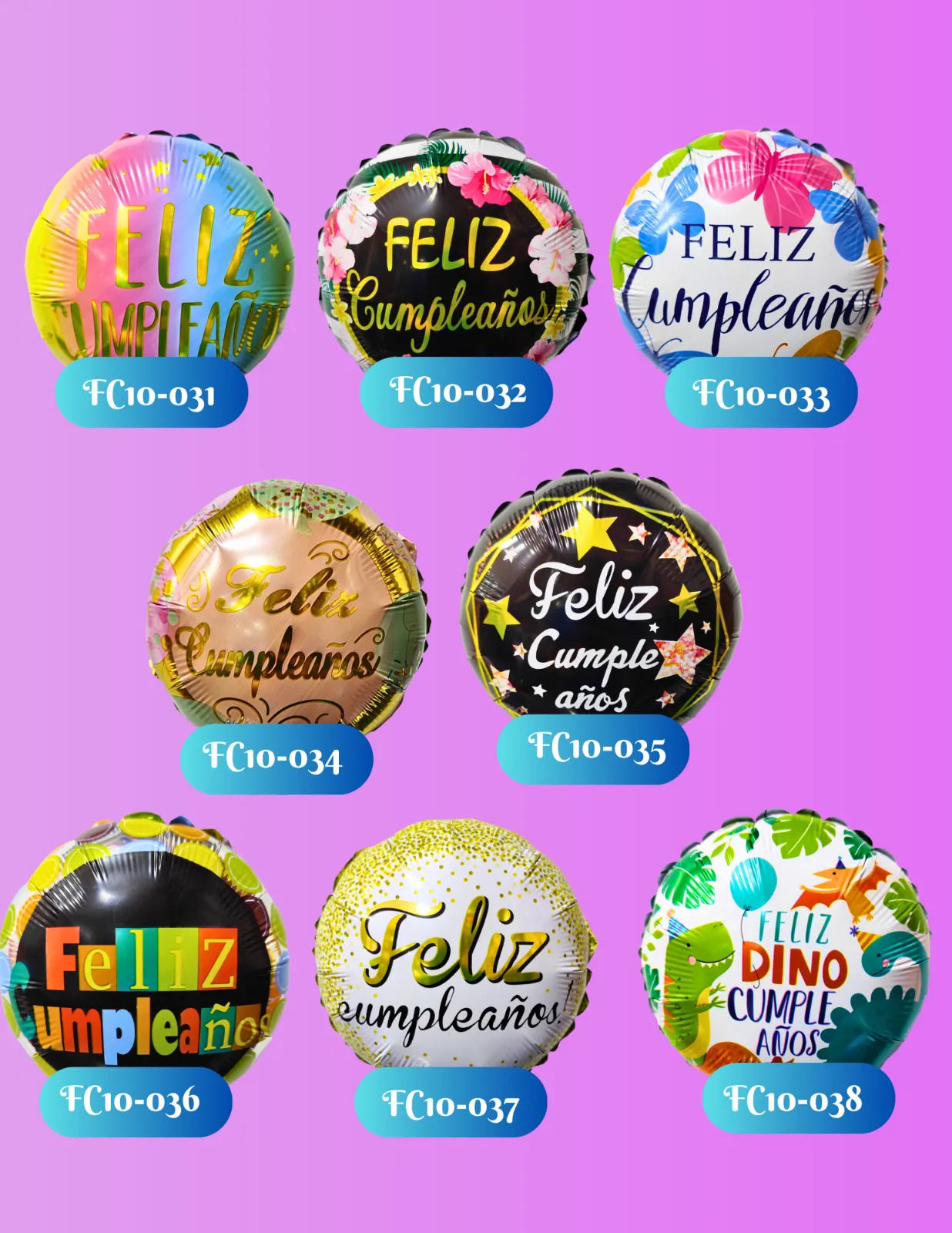 GLOBOS 10" FELIZ CUMPLEAÑOS PT2