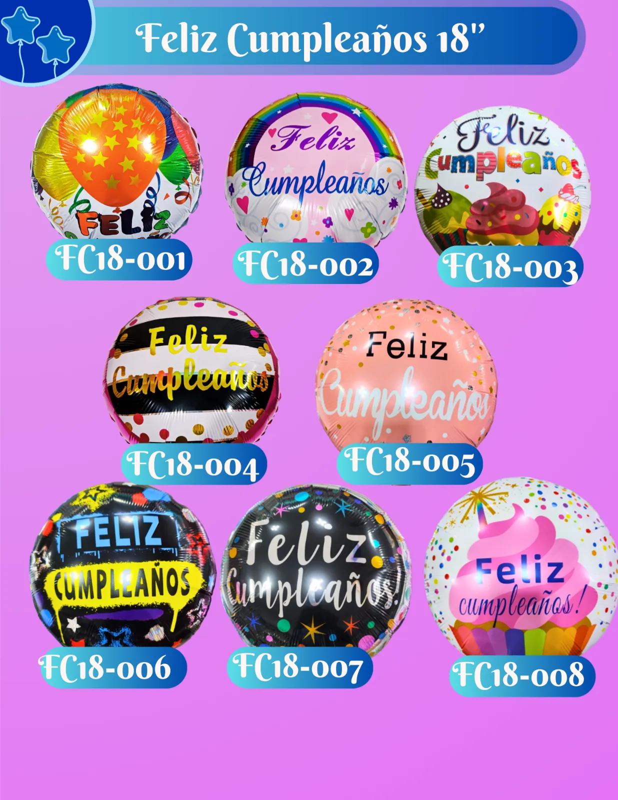 GLOBOS 18" FELIZ CUMPLEAÑOS PT1