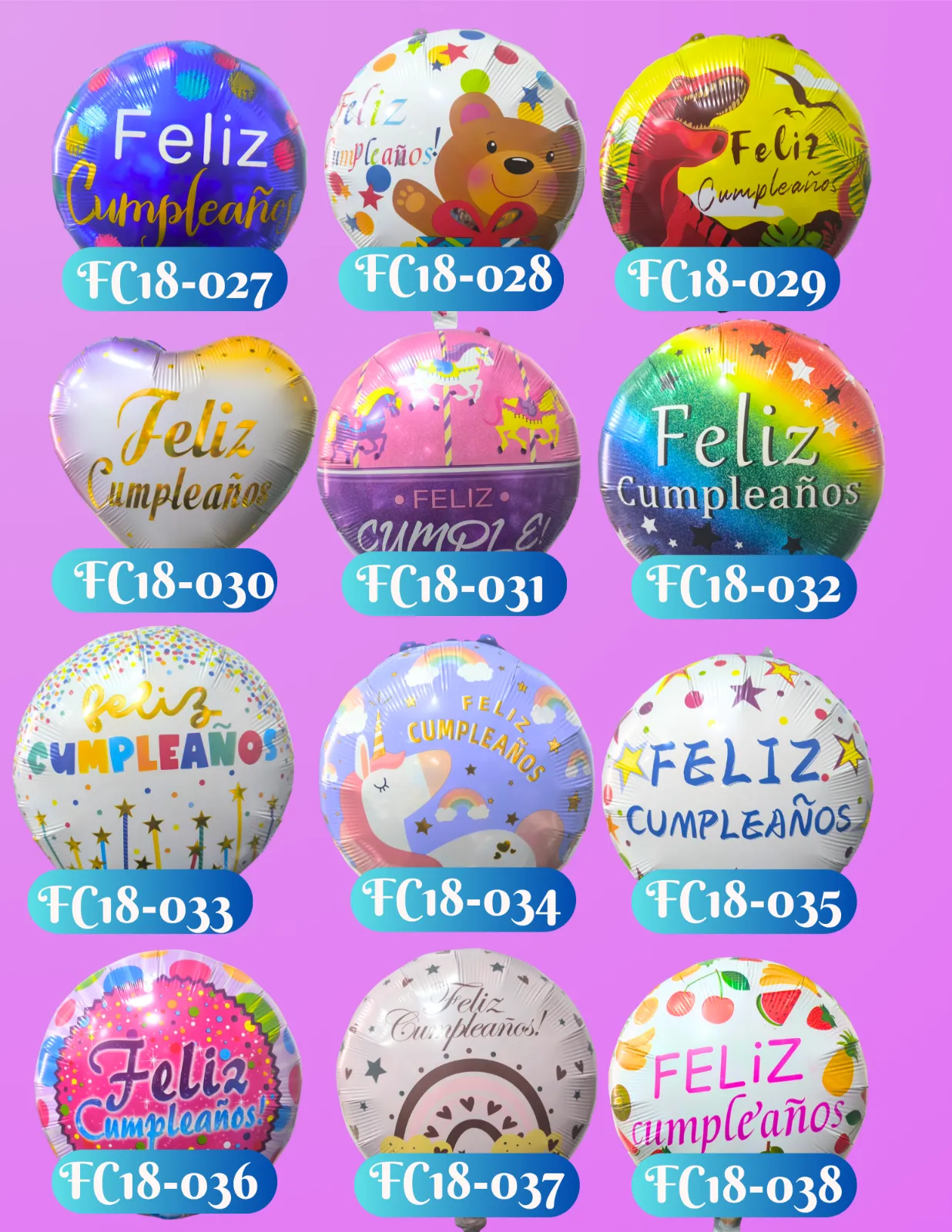 GLOBOS 18" FELIZ CUMPLEAÑOS PT2