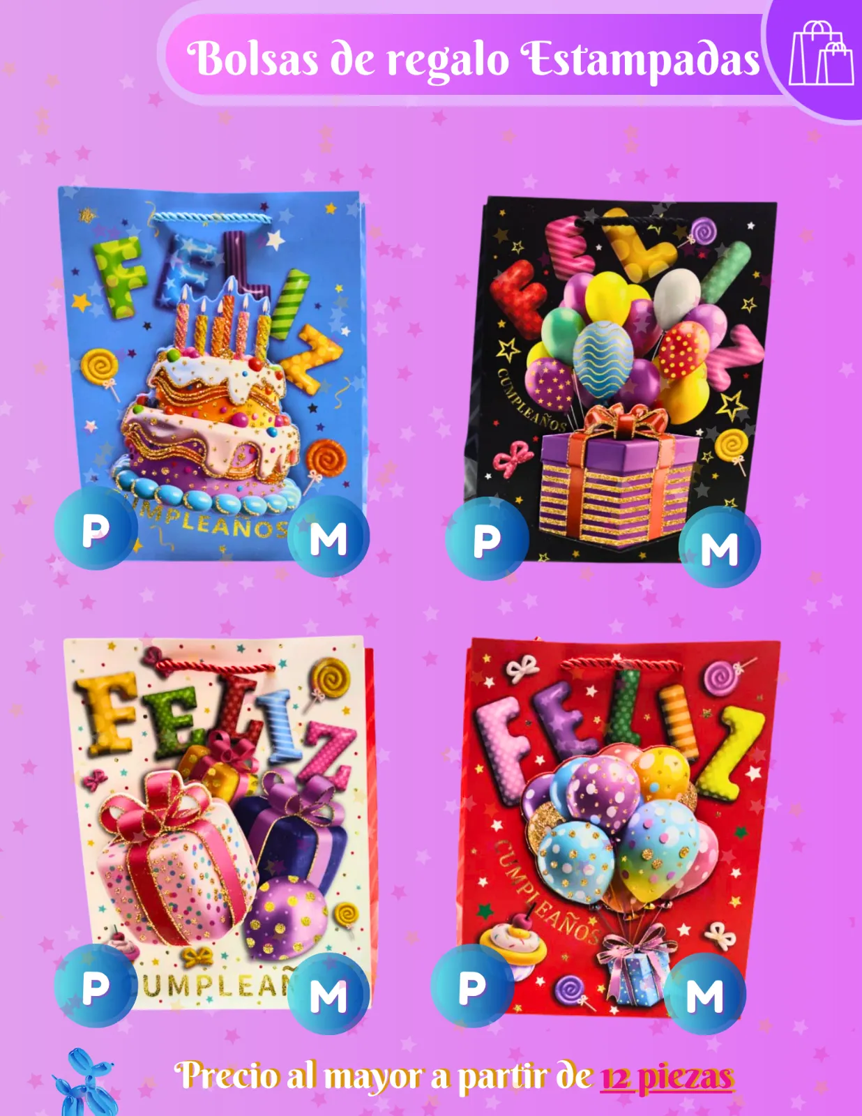 BOLSAS DE REGALO FELIZ CUMPLEAÑOS JJCBR001