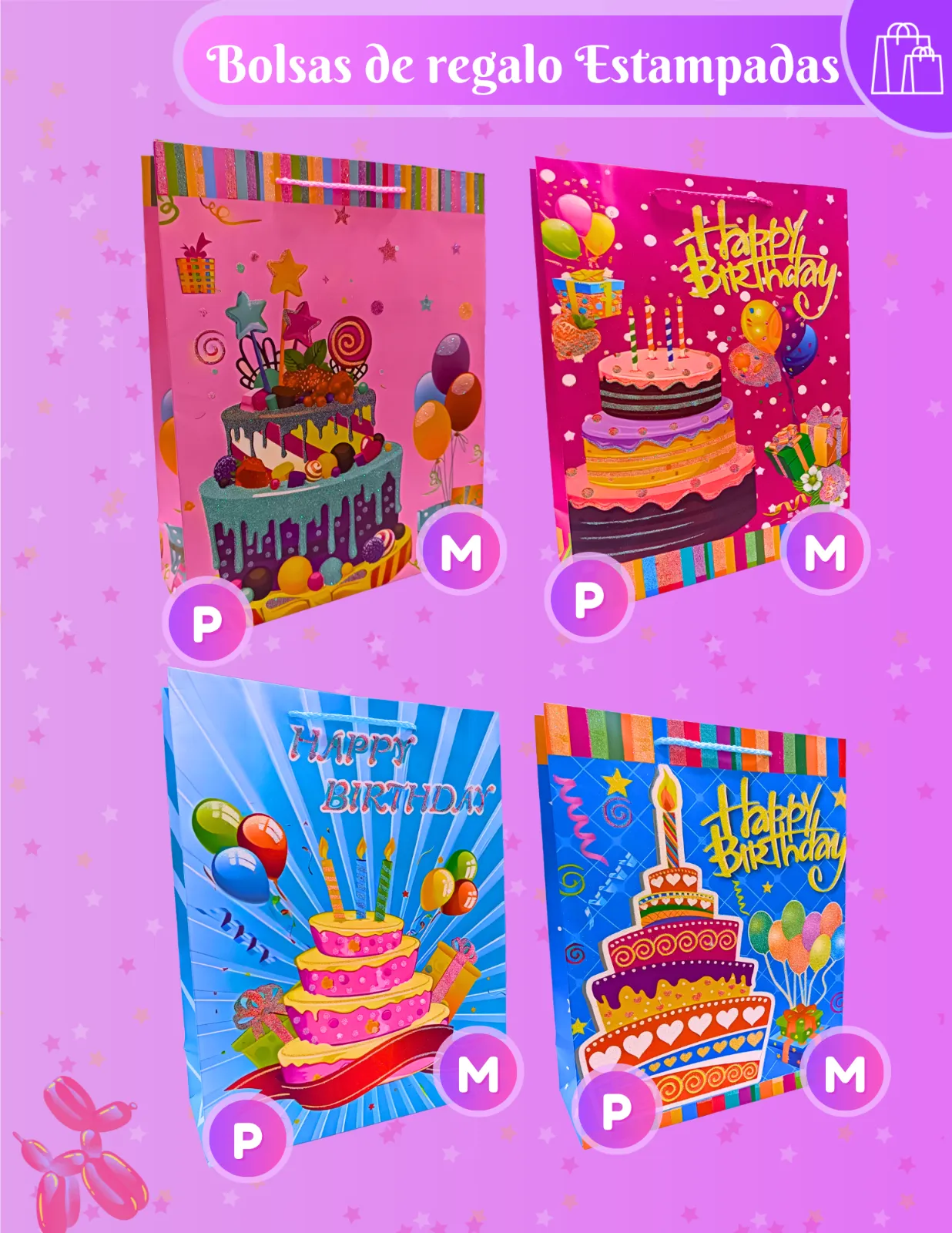 BOLSAS DE REGALO FELIZ CUMPLEAÑOS JJCBR005