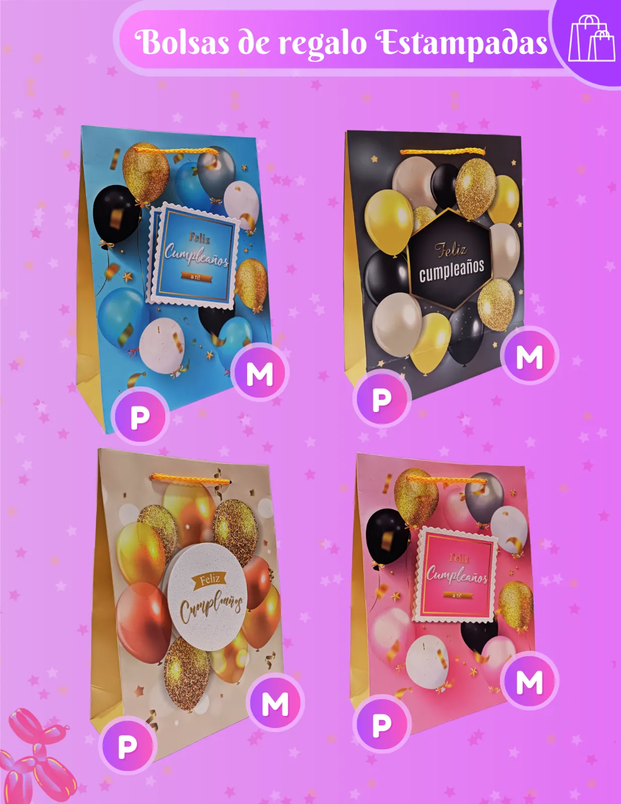 BOLSAS DE REGALO FELIZ CUMPLEAÑOS JJCBR007