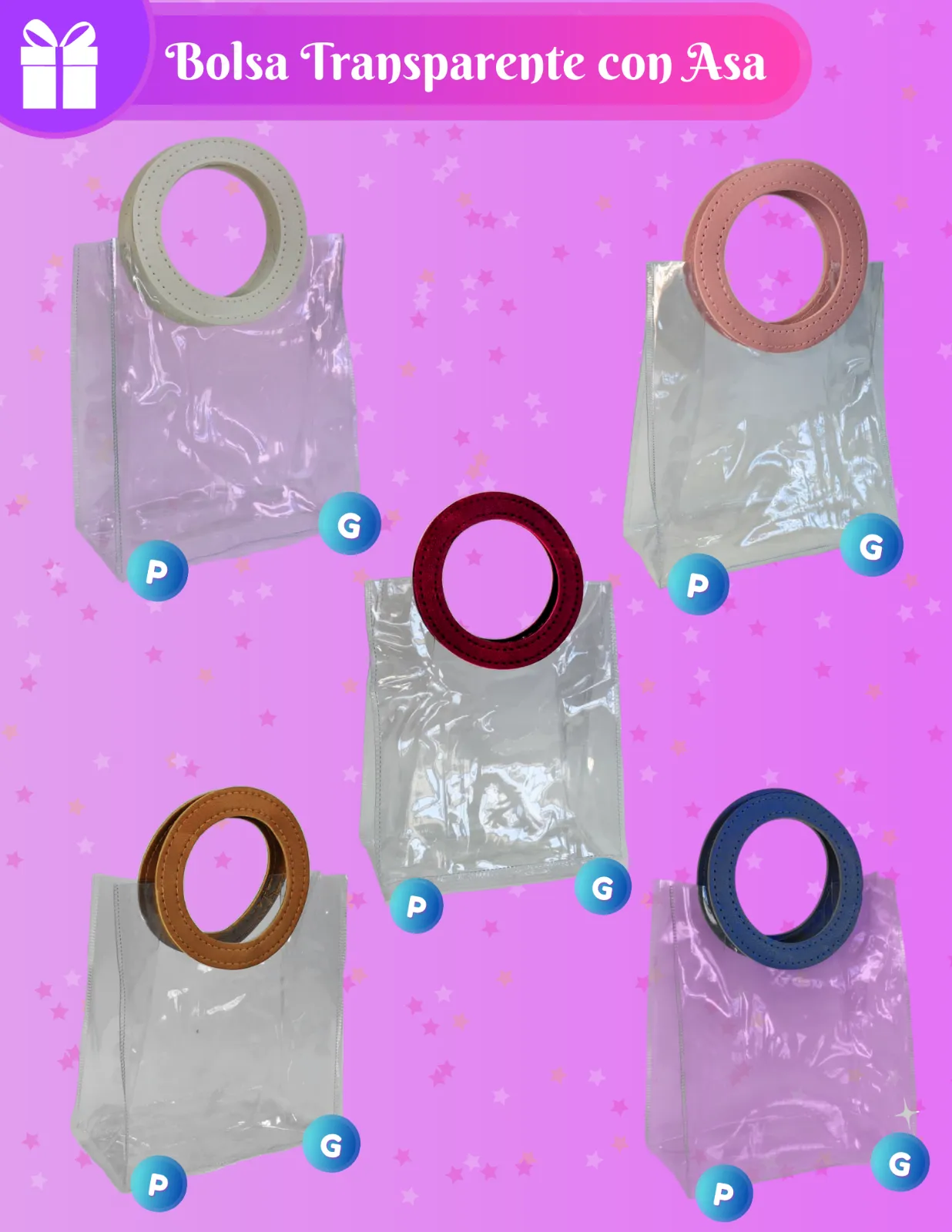 BOLSAS TRANSPARENTES CON ASAS CIRCULAR