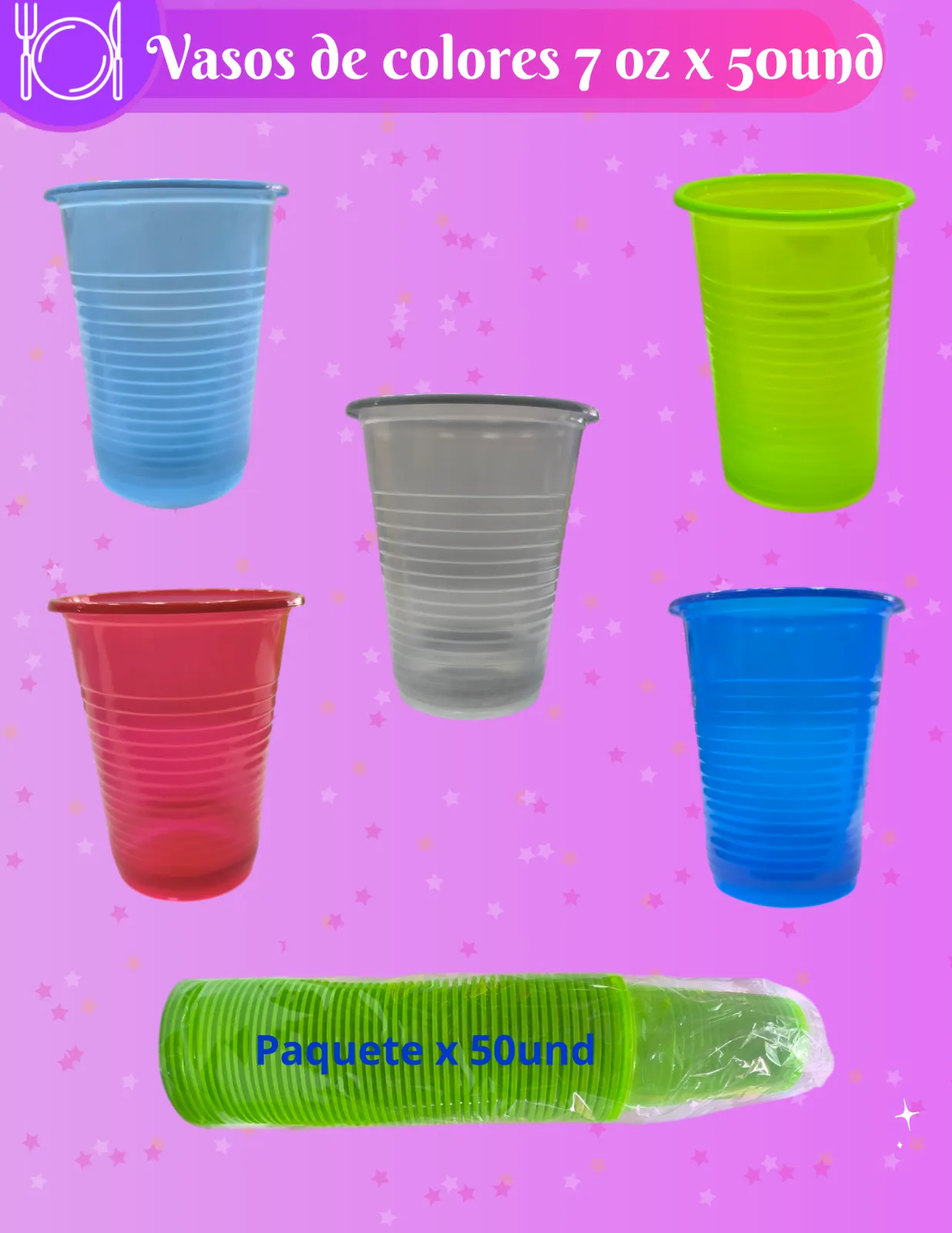 VASO DE COLORES X50 UND