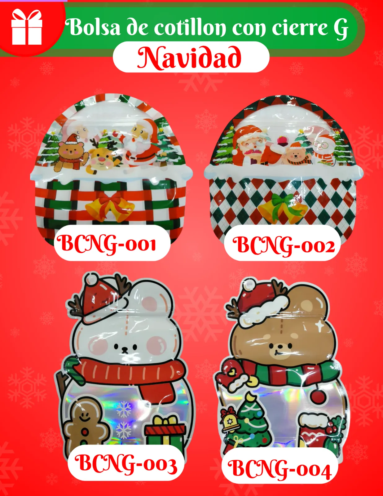 BOLSAS DE COTILLON CON CIERRE (G) Navidad