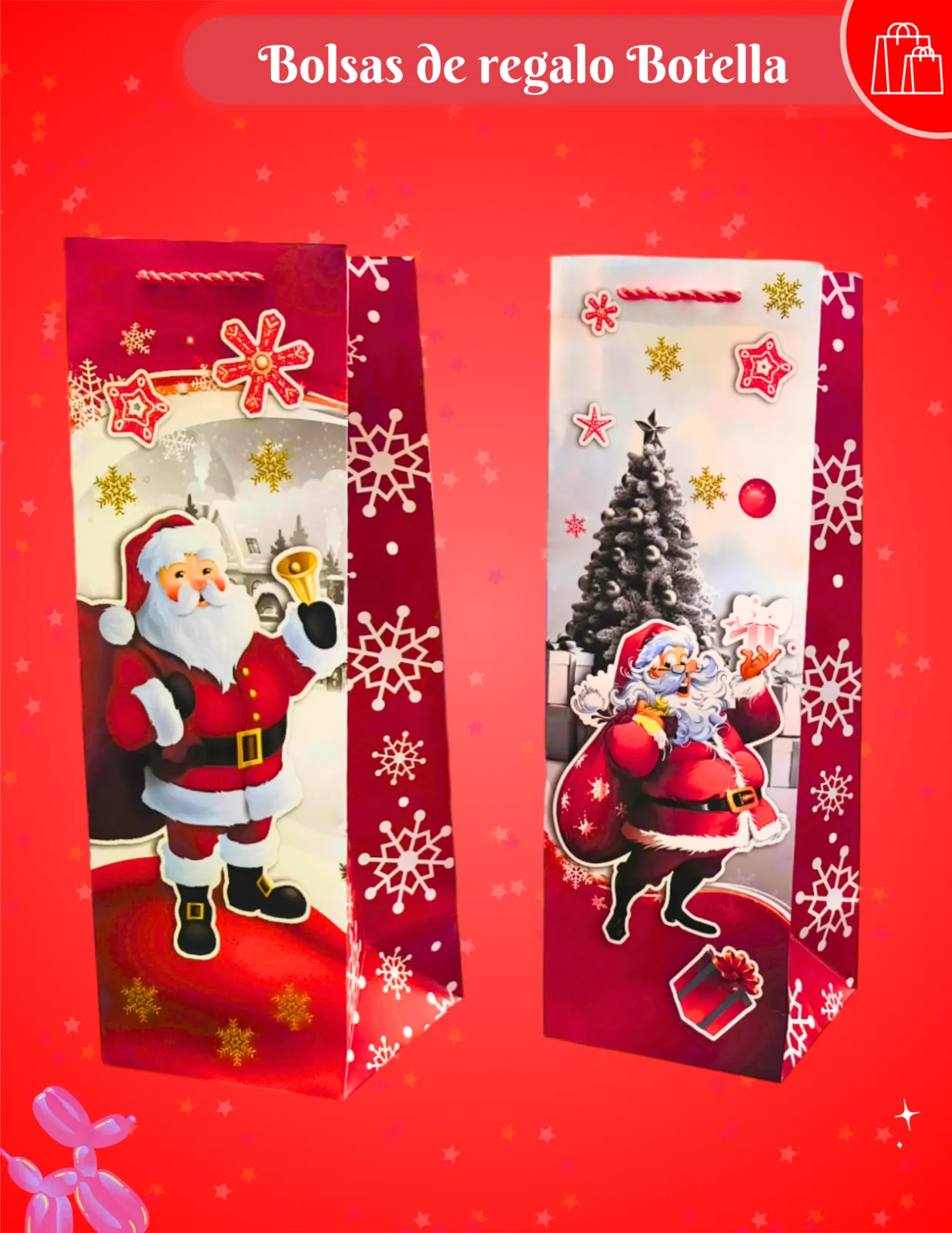 BOLSAS DE REGALO PARA BOTELLAS (NAVIDAD)