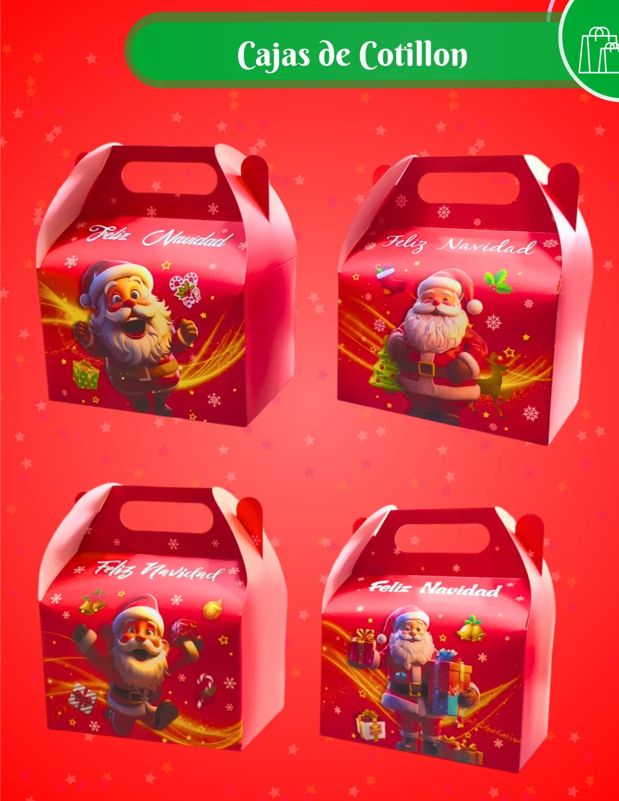 CAJAS DE COTILLON ESTAMPADAS X6 NAVIDAD JJCCC002