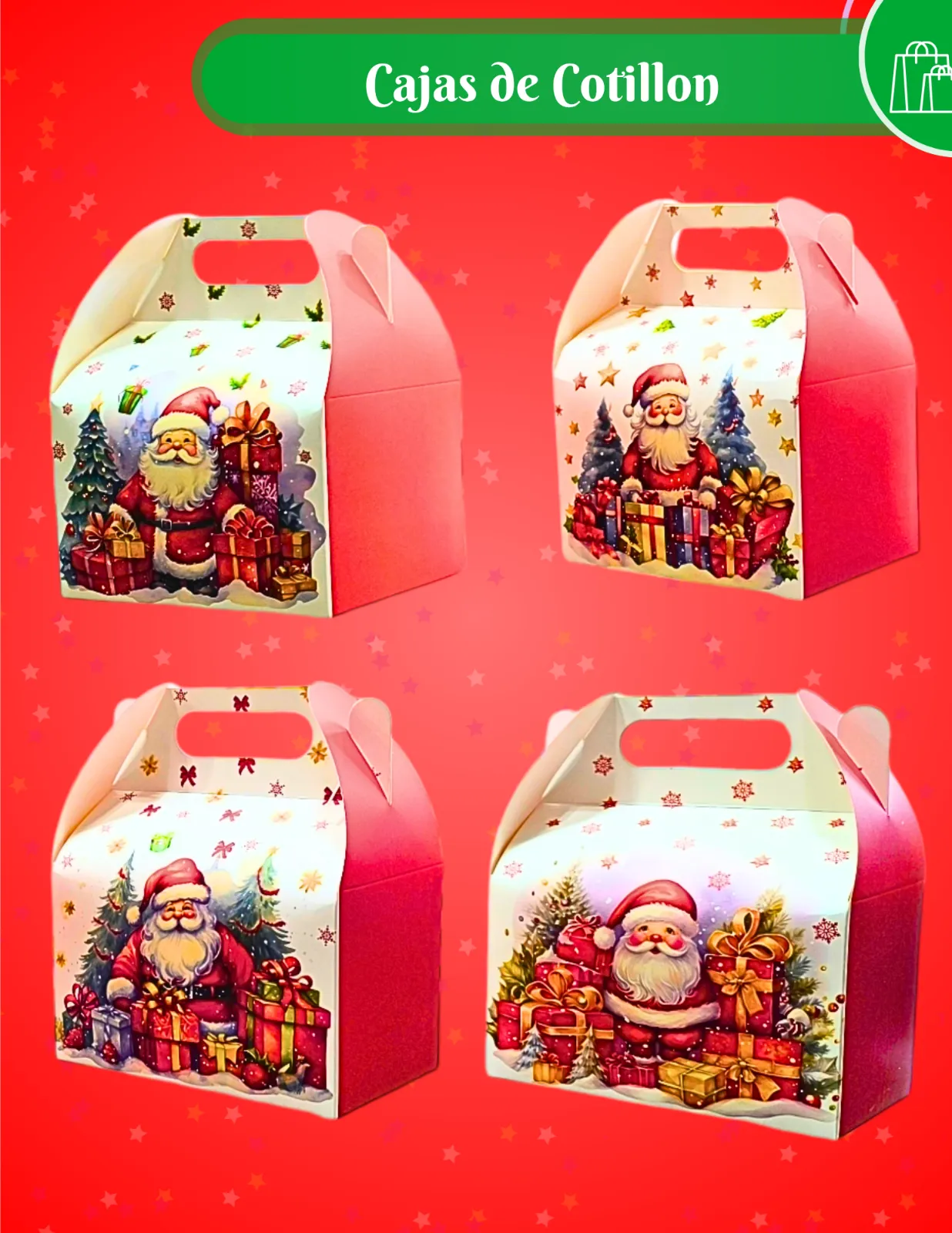 CAJAS DE COTILLON ESTAMPADAS X6 NAVIDAD JJCCC005