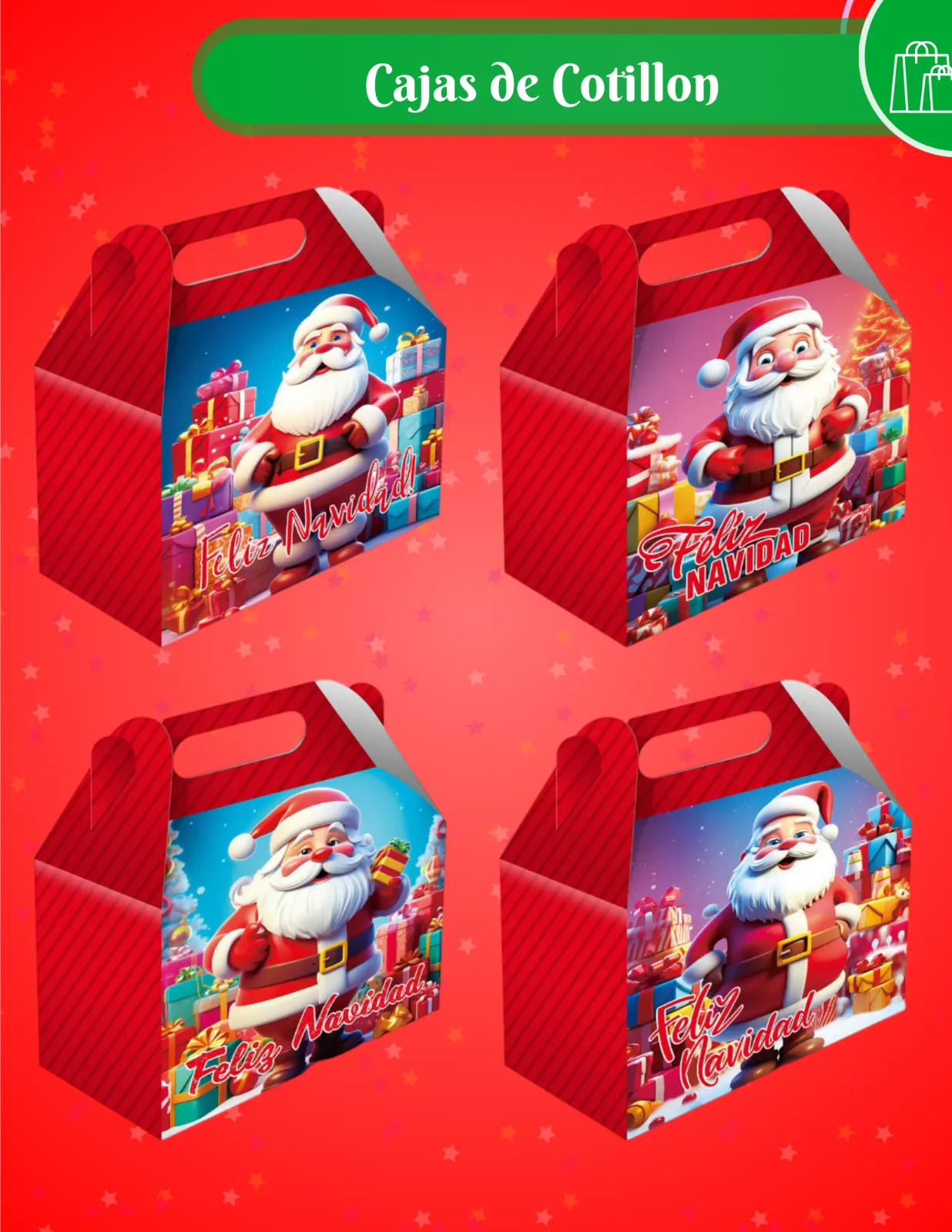 CAJAS DE COTILLON ESTAMPADAS X6 NAVIDAD JJCCC004