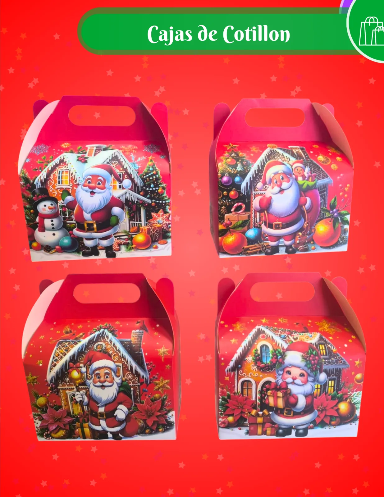 CAJAS DE COTILLON ESTAMPADAS X6 NAVIDAD JJCCC008