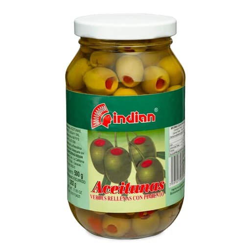 Indian Aceitunas Verdes Rellenas con Pimenton 500Gr