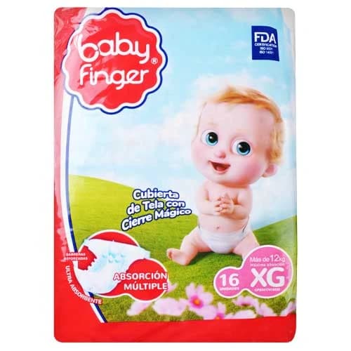 Baby Finger Pañales Desechables absorcion Multiple XG 16Und