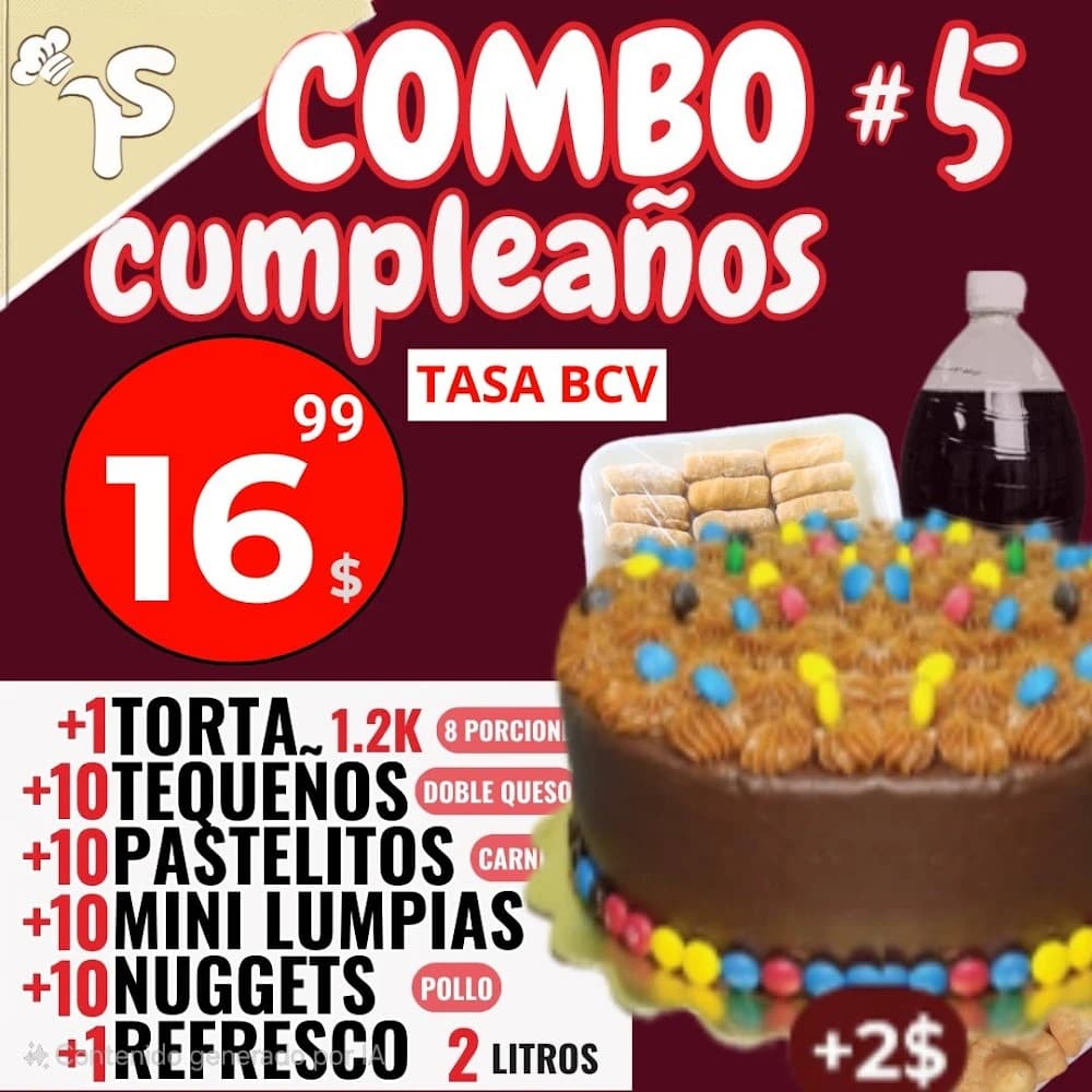 Combo cumpleaños CINCO Torta 5
