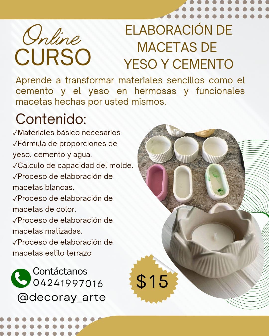 Curso online Macetas de cemento y yeso