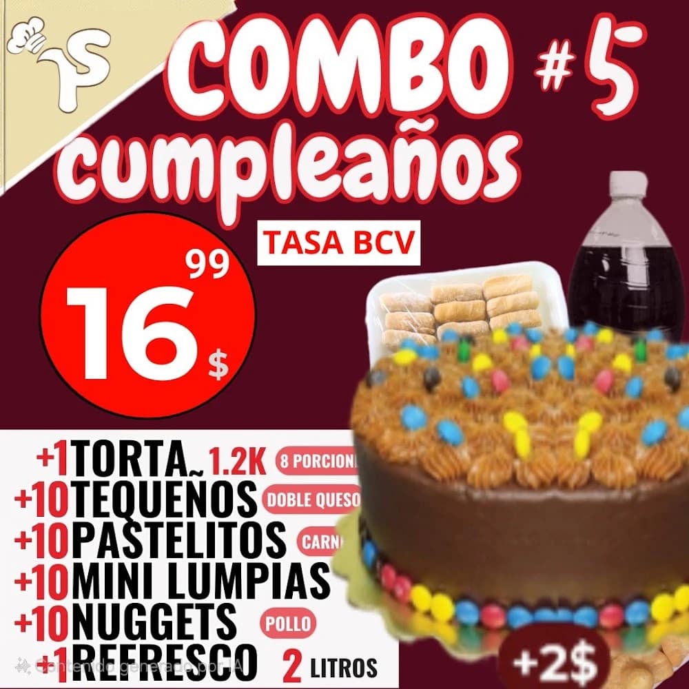 Combo cumpleaños CINCO Torta 5